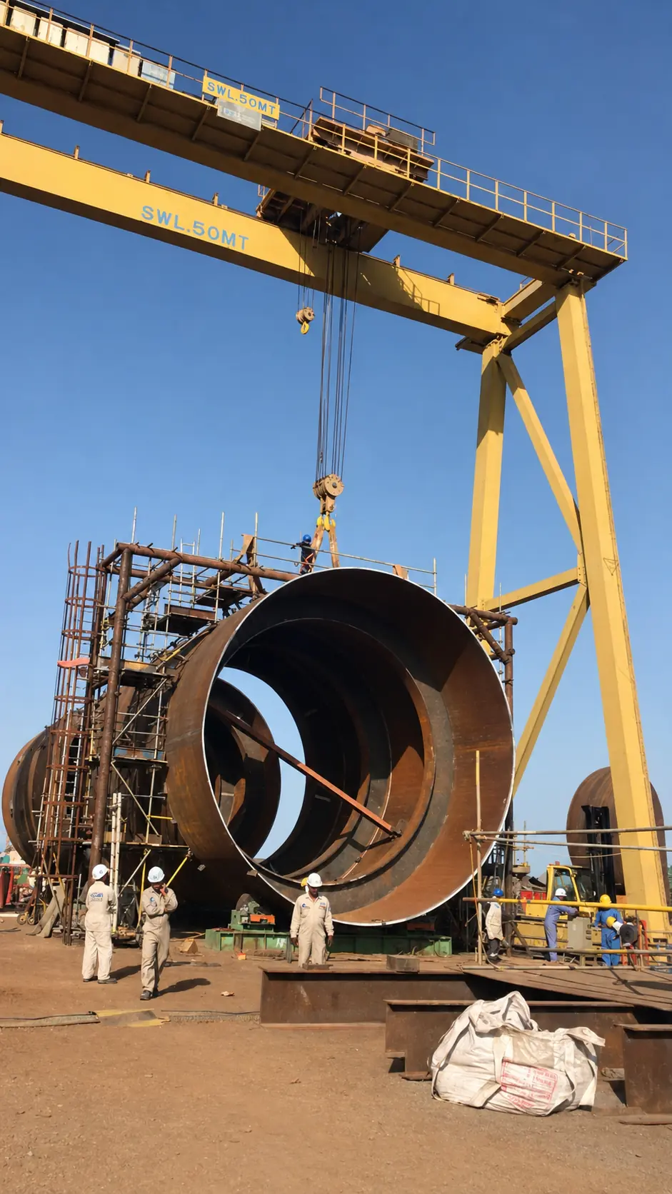 Heavy vessel fabrication and lifting operation
